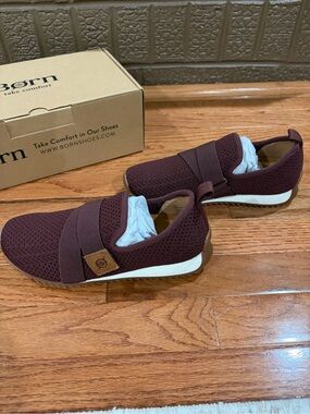 Born Maroon Slip-On Knit Sneakers with White Sole